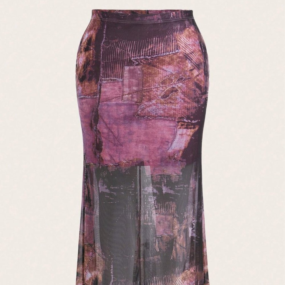 Mesh Double Layered Midi Skirt